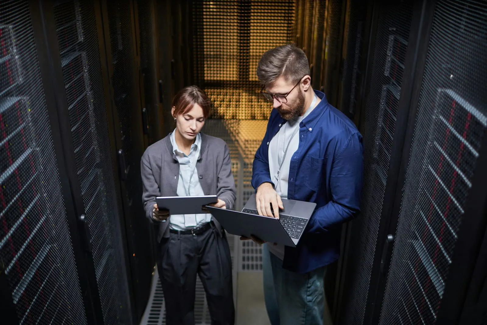 Technology professional at a workstation